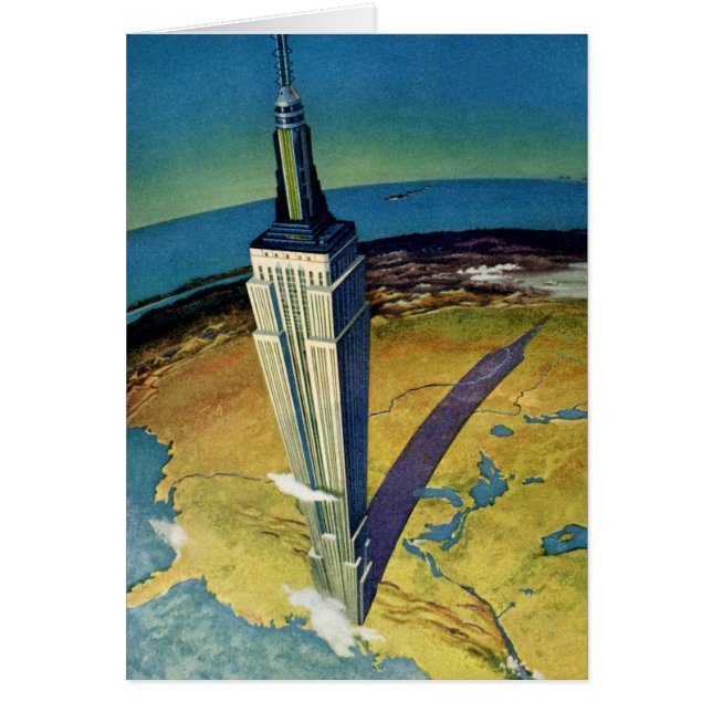 Cartão Edifício de Estado do Império Nova Iorque viagens  (Frente)