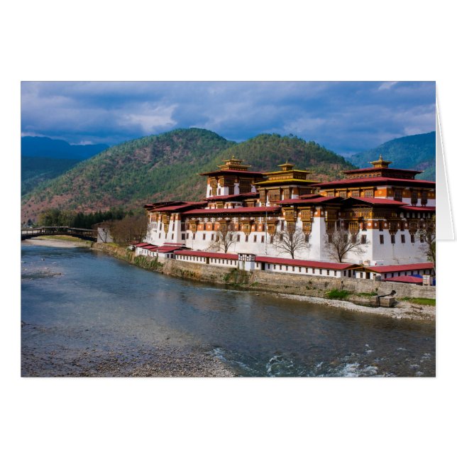 Cartão Edifício Dzong À Beira do Rio (Frente Horizontal)