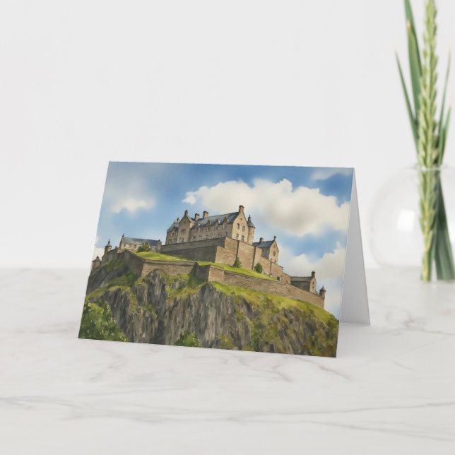 Cartão Edinburgh Castle Scotland Watercolor (Frente)