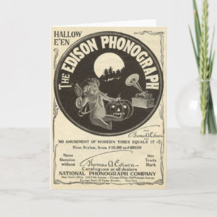 Cartão Edison Phonograph Halloween Ad Jack O Lantern