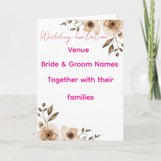 Cartão Editable Wedding Invitation 7x5 – Elegant Floral H