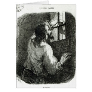 Cartão Edmond Dantes encarcerado no d'If do castelo