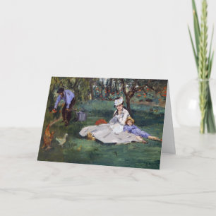 Cartão Edouard Manet - A família Monet no seu jardim