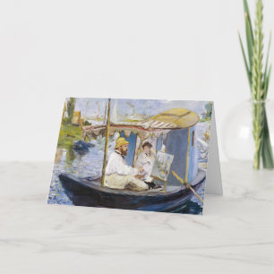 Cartão Edouard Manet - Monet em seu barco-estúdio