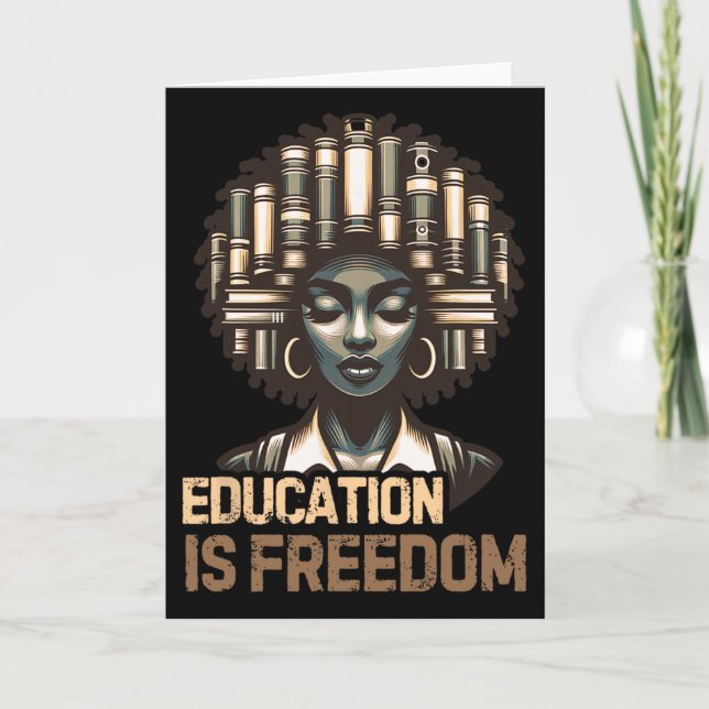 Cartão Educação É Liberdade Mês da História Negra Chá Pre (Frente)
