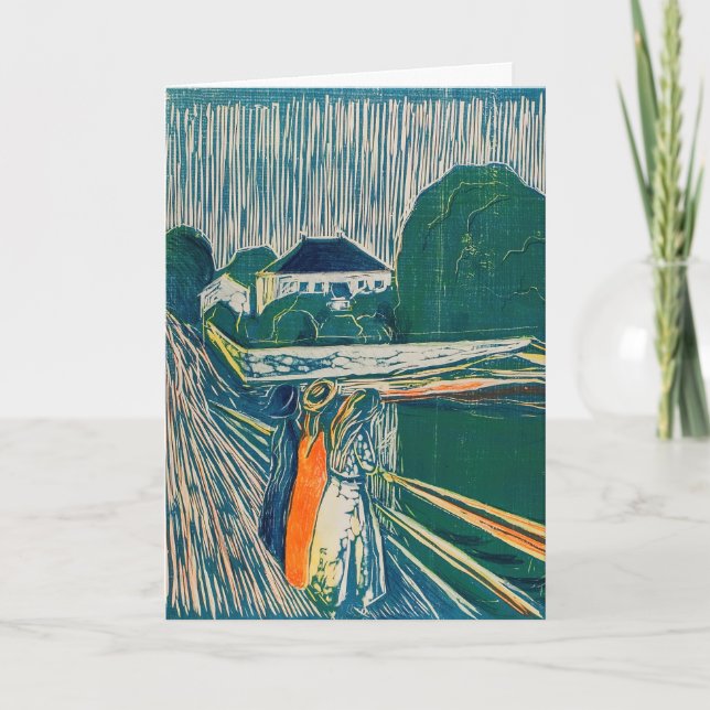 Cartão Edvard Munch - As Meninas na Ponte, Lithógrafo (Frente)