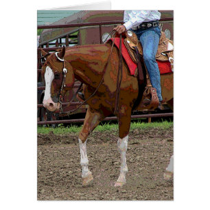 Cartão Efeito Cartoon Horse Ocidental