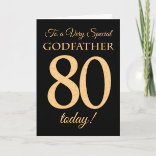 Cartão Efeito Dourado do 80 Chic no Negro, Aniversário d