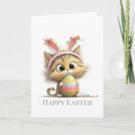 Cartão Egg-stra Cute Easter Cat Greeting Card