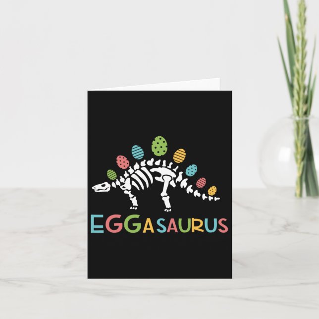 Cartão Eggasaurus Páscoa Estegossauro Dinossauros Criança (Frente)