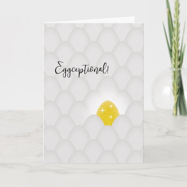 Cartão Eggceptional! Yellow Glitter Egg Congratulations (Frente)