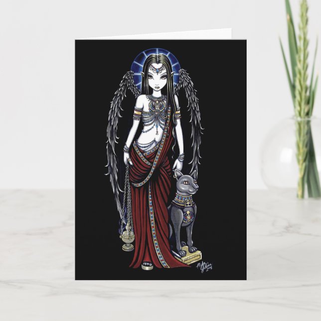 Cartão egípcio de Bastet do anjo de Nefertari (Frente)