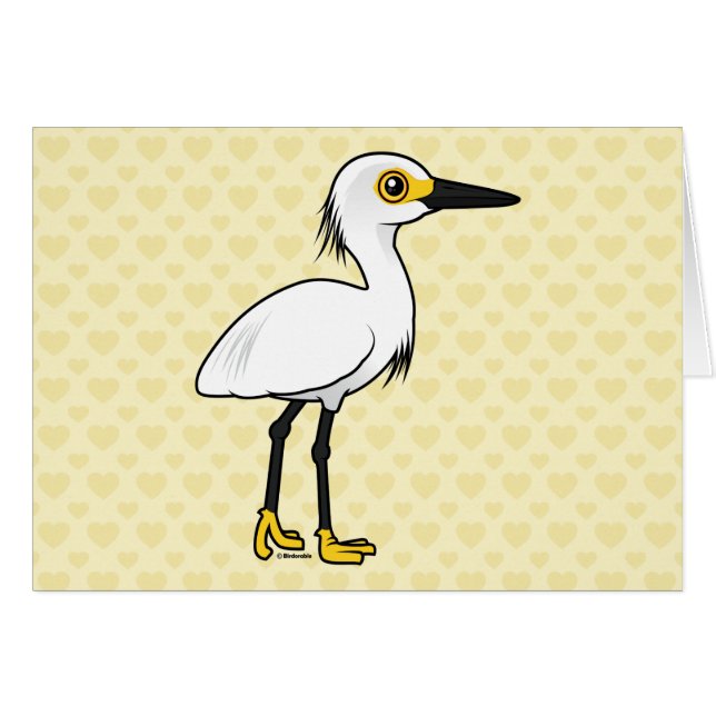Cartão Egret nevado de Birdorable (Frente Horizontal)