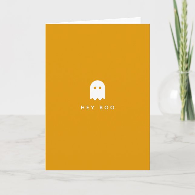 Cartão Ei Boo Halloween | Ghost Modern Minimalist Cute (Frente)