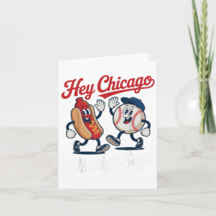 Cartão Ei Chicago Whadya diga engraçado beisebol quente 4