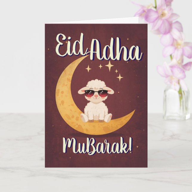Cartão Eid Al Adha Mubarak Funny Sheep Greeting Card  (Orquídea)