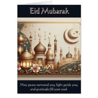 Cartão Eid Elegante - Paz, Luz e Gratidão