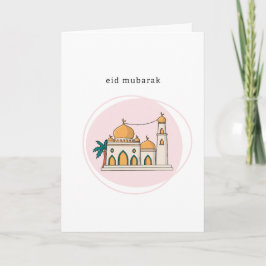 Cartão Eid Mubarak Card | Arte de Linha de Mesquita Moder