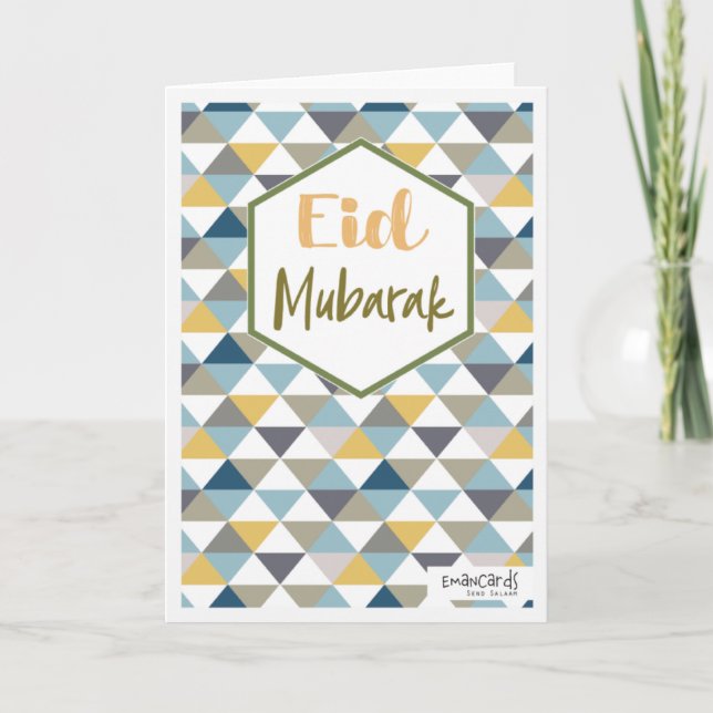 Cartão Eid Mubarak - Design Geométrico (Frente)