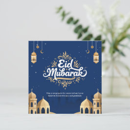 Cartão Eid Mubarak Dourado & Azul