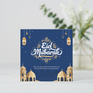 Cartão Eid Mubarak Dourado & Azul 