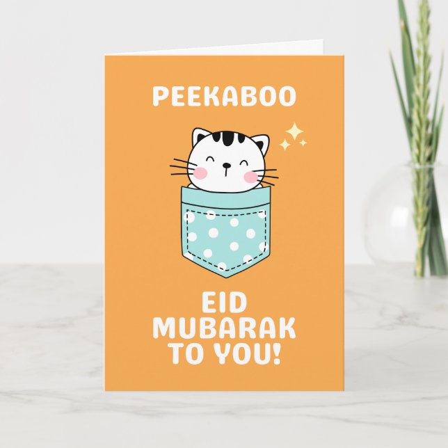 Cartão Eid Mubarak Eid de Peekaboo (Frente)