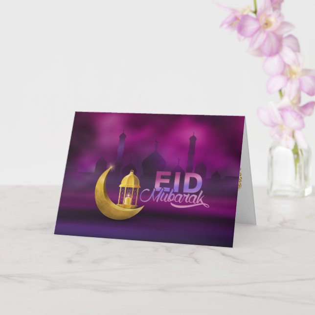 Cartão Eid Mubarak - Feliz Eid (Orquídea)