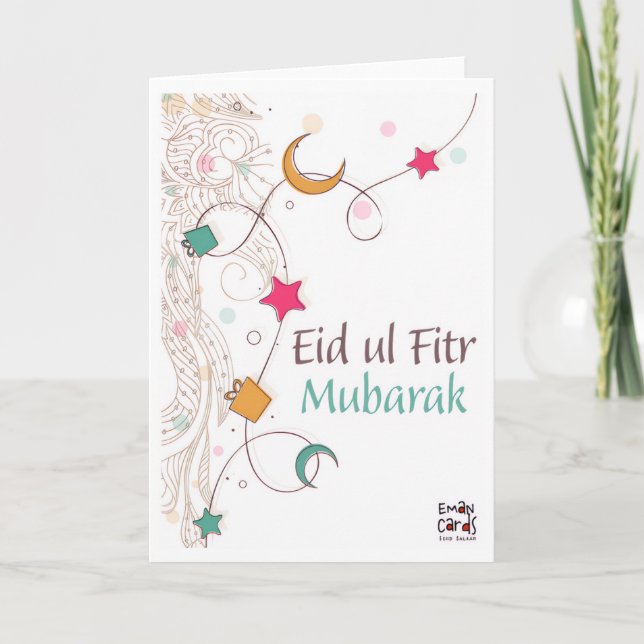 Cartão Eid ul Fitr Mubarak - Elegante (Frente)