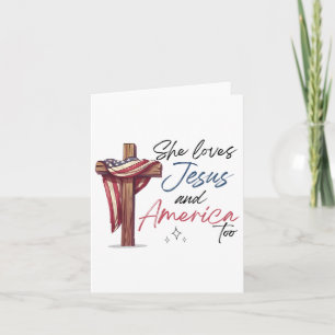 Cartão Ela Ama Jesus E América No Dia 4 De Julho, Patrio