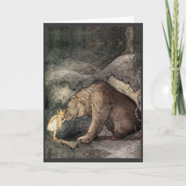 Cartão Ela beijou o nariz do urso (Frente)