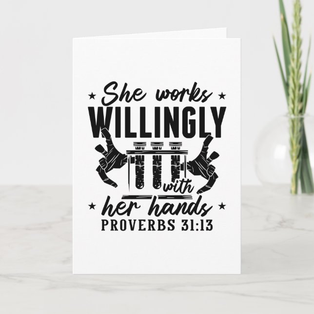 Cartão Ela Trabalha Com Vontade No Laboratório De Tecnolo (Frente)