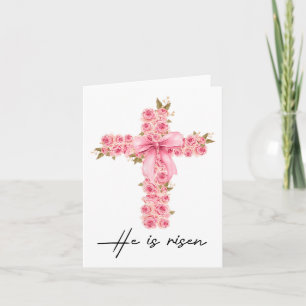 Cartão Ele É Risen Coquette Arco Floral Cruz Faith Páscoa