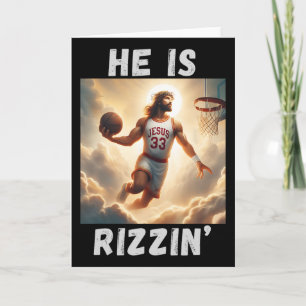 Cartão Ele É Rizin Engraçado Jesus Jogando Basquetebol