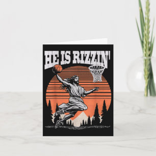 Cartão Ele É Rizzin Funny Jesus Páscoa de Basquete Christ