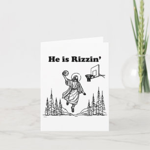 Cartão Ele É Rizzin Funny Jesus Páscoa de Basquete Christ
