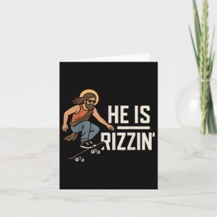 Cartão Ele É Rizzin Meme Skater Jesus, Cristão Engraçado