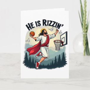 Cartão Ele Está Rizzin Páscoa Jesus Jogando Bysketbyll Ho