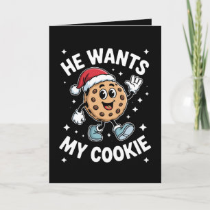 Cartão Ele Quer Meu Chapéu de Natal de Biscoito de Natal