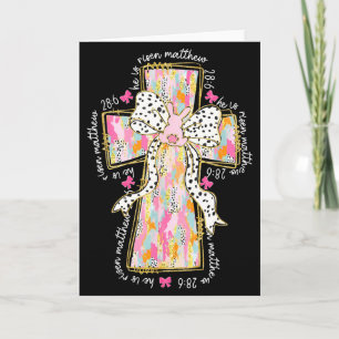 Cartão Ele Ressuscitou Cruz Cristã Jesus Coquette Laço Co