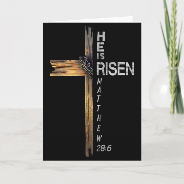 Cartão Ele Ressuscitou Cruz Cristã Jesus Versículo Bíblic (Frente)