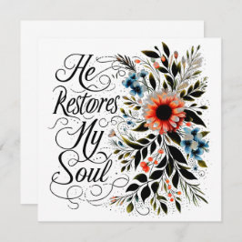 Cartão Ele restaura minha alma floral