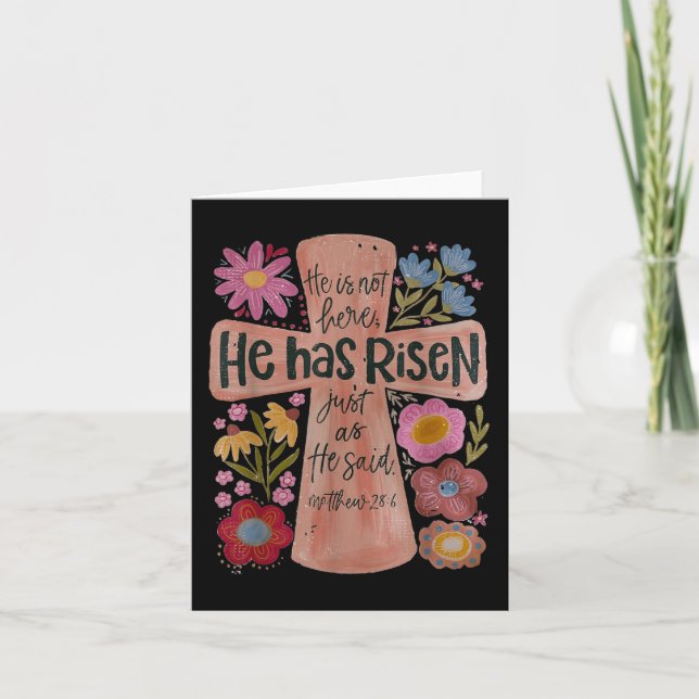 Cartão Ele Risen Christian Páscoa Boho Floral (Frente)
