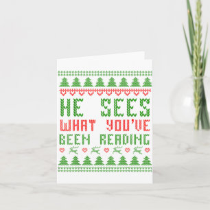 Cartão Ele Vê O Que Você Tem Lido Livro De Natal Wo