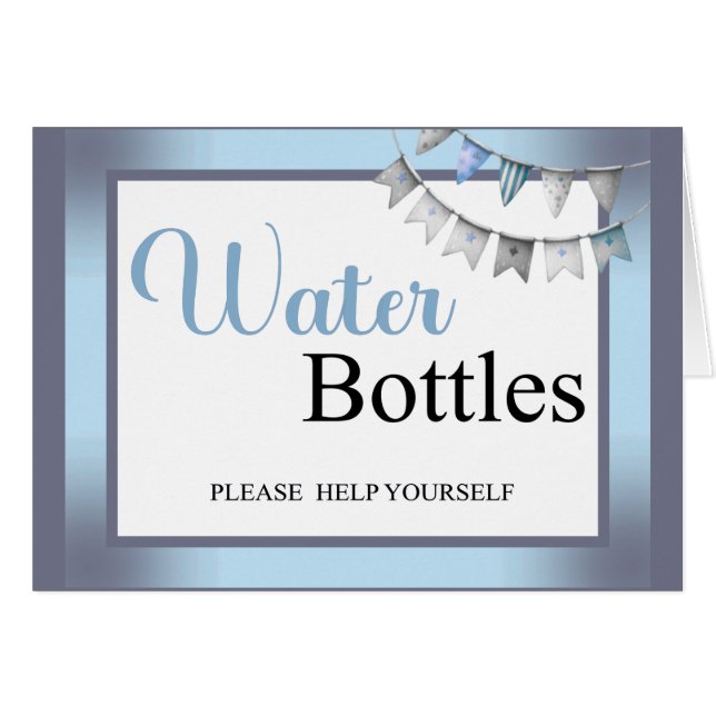 Cartão Elefante Azul Cutie - Pequenas Garrafas de Água de (Frente horizontal)