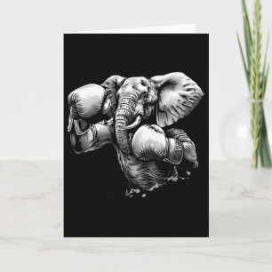 Cartão Elefante Boxeador Com Luvas de Boxe Kickboxing Eng