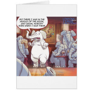 Cartão Elefante Branco Engraçado Na Sala