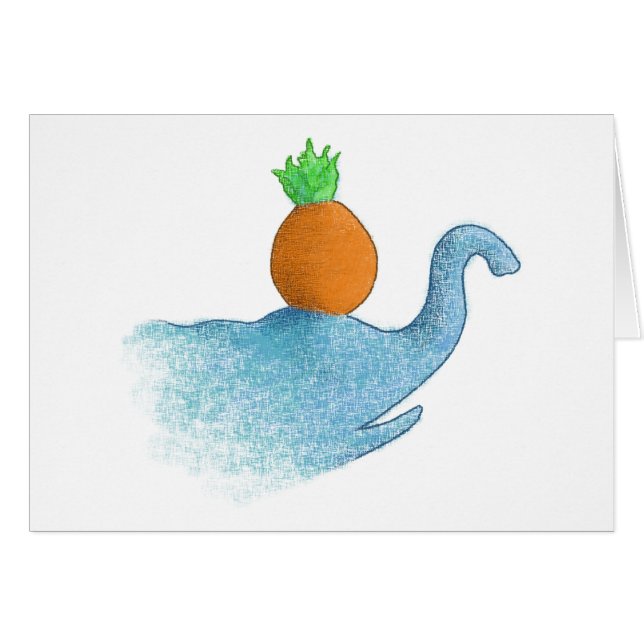 Cartão Elefante cego que equilibra um abacaxi… (Frente Horizontal)