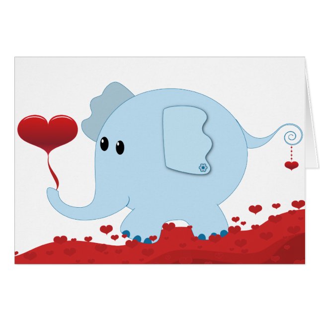 Cartão Elefante com hearts-01 (Frente Horizontal)