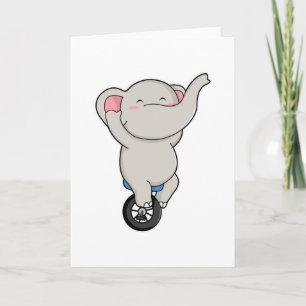 Cartão Elefante como Artista no Circo com Pneus