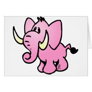Cartão Elefante cor-de-rosa